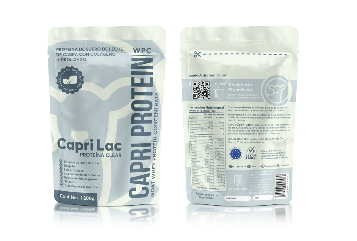 Capri Protein Clear WPC de Suero de Leche de Cabra Sin Sabor.